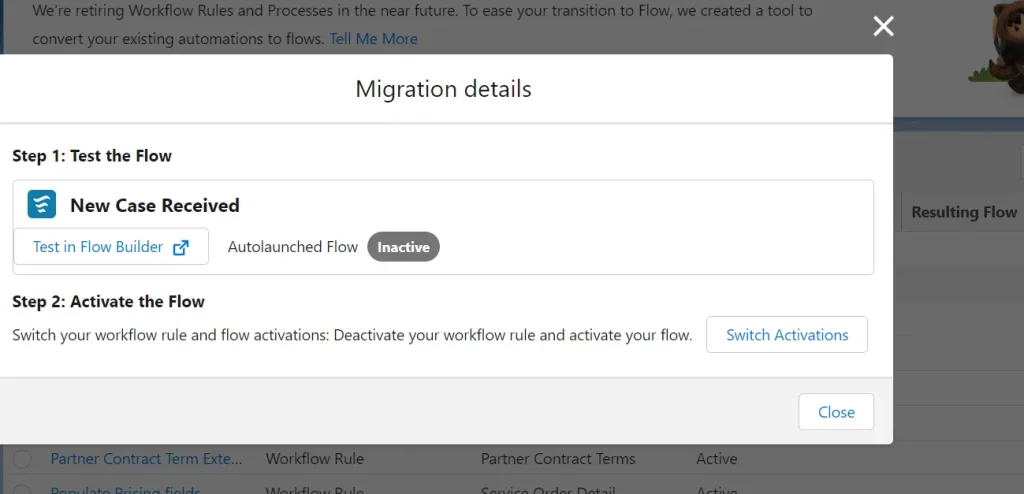 Migtation Details - Test the flow salesforce