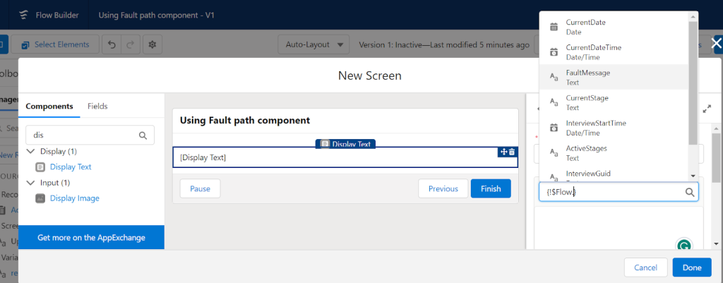 fault path component salesforce